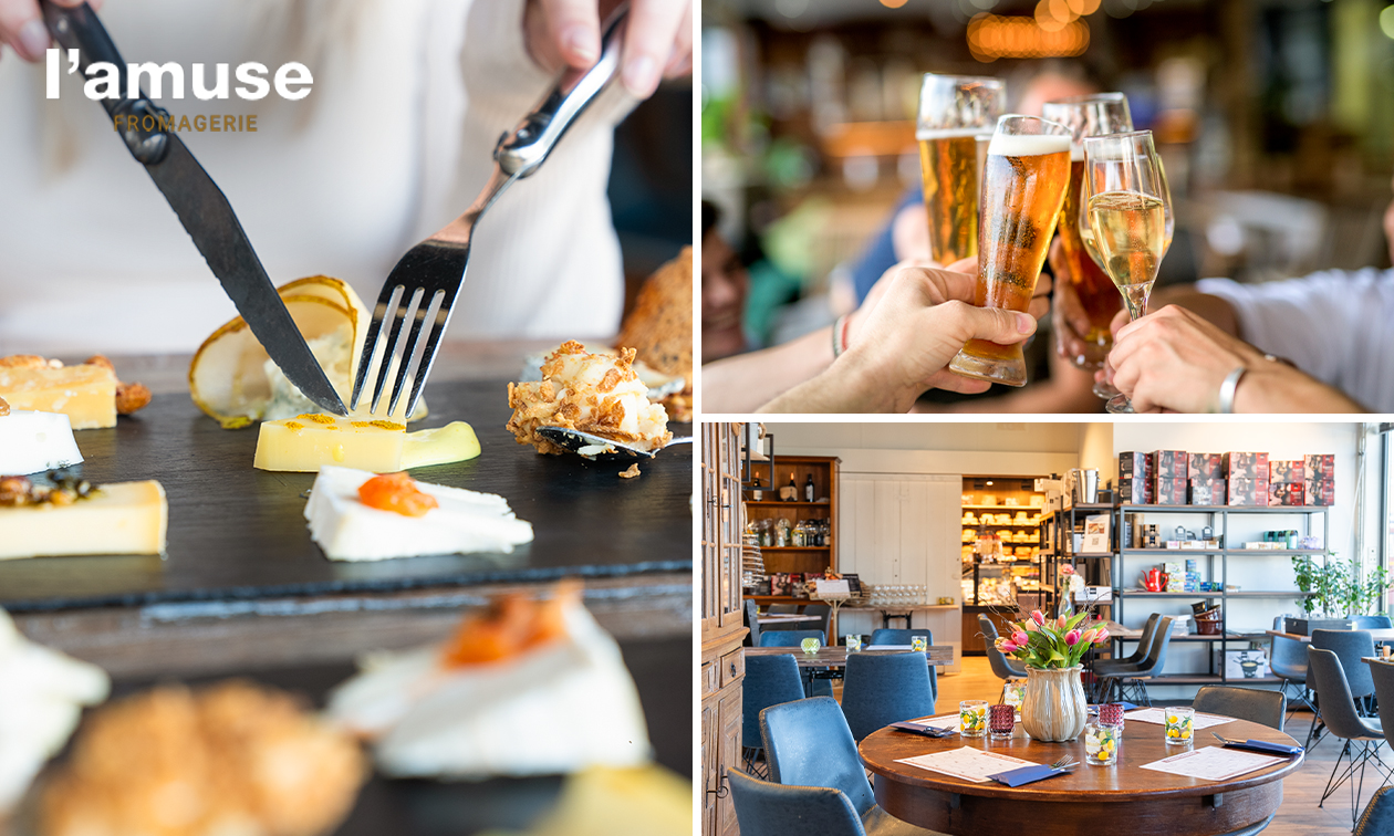 Kaasproeverij + 2 dranken naar keuze bij Fromagerie L`Amuse