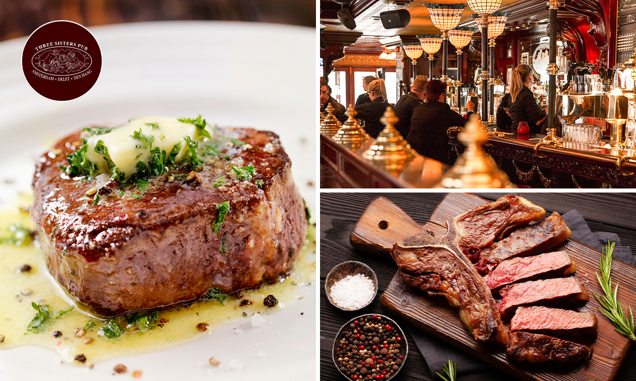 T-bone steak voor 2 + dessert of 3-gangen keuzediner in hartje Den Haag