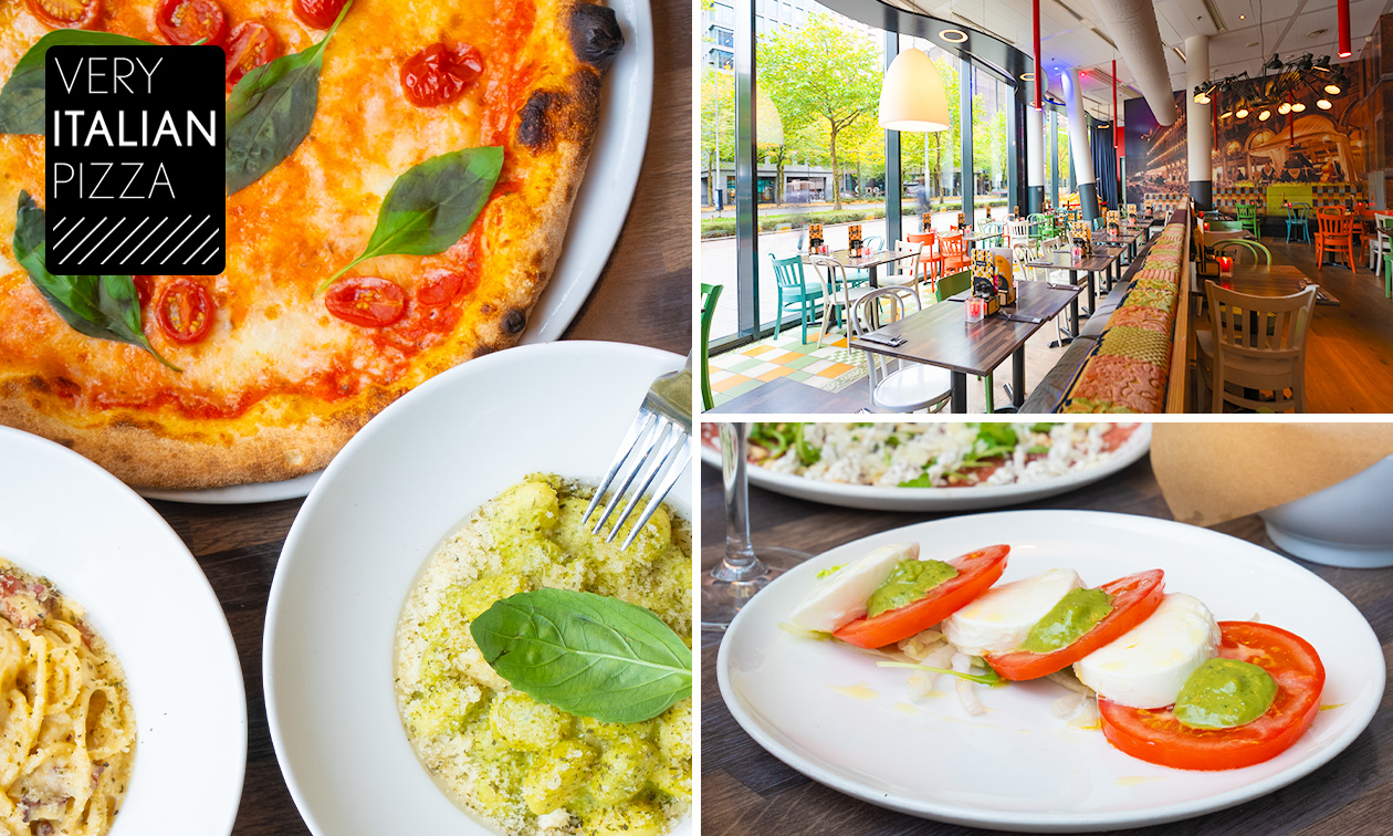 2-gangenlunch, 3-gangendiner à la carte of gebak + koffie/thee bij Very Italian Pizza Leiden